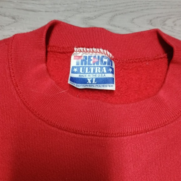 Vintage 1992 Trench Chicago Bulls NBA Red Crewneck Sweatshirt XL - Picture 8 of 9